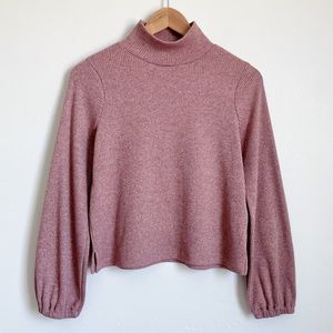 Madewell Heathered Bubble Sleeve Turtleneck Top